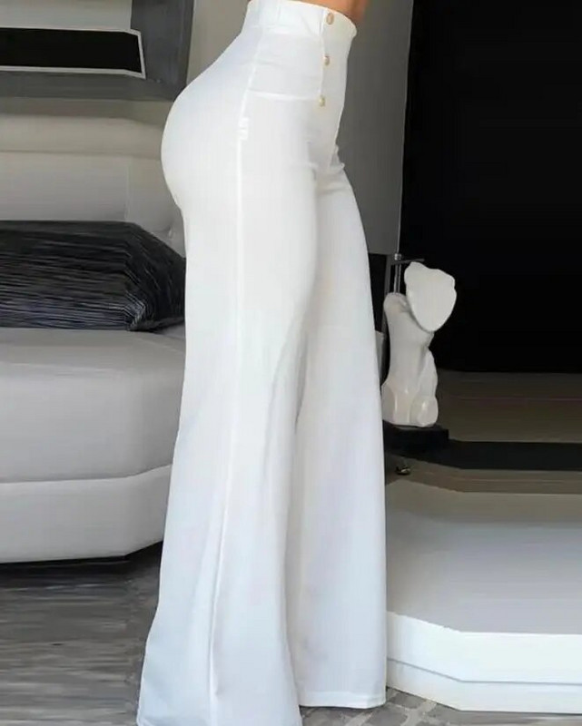 Elegantsed kõrge vöökohaga laia säärega püksid 2023. aasta suvised Euroopa ja Ameerika moe lihtsad naiste laienevad püksid