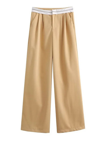 YENKYE 2023 Дамски модни странични джобове пачуърк прави панталони Винтидж Дамски ежедневни панталони с цип с висока талия Mujer