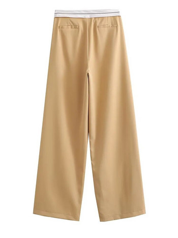 Γυναικεία τσέπες στο πλάι της μόδας YENKYE 2023 Συνονθύλευμα ίσιο παντελόνι Vintage φερμουάρ ψηλόμεσο Fly Γυναικείο casual παντελόνι Mujer