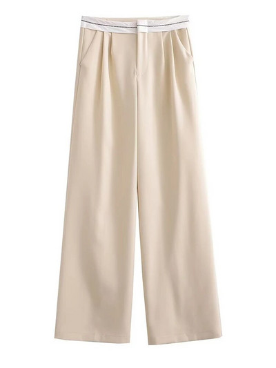 YENKYE 2023 Moteriškos mados šoninės kišenės, tiesios kelnės, vintažinės aukšto juosmens, užtrauktukas, moteriškos laisvalaikio kelnės Mujer