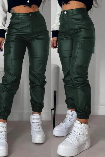 Дамски дълъг карго панталон 2023 г. Персонализирани улични тенденции Панталон с джоб с маншети Есенни зимни панталони с висока талия