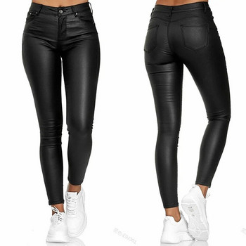 Дамски панталони от PU кожа Черни секси еластични панталони по тялото Дамски дълги ежедневни панталони тип молив с висока талия Плюс размер S-3XL