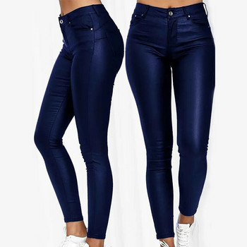 Дамски панталони от PU кожа Черни секси еластични панталони по тялото Дамски дълги ежедневни панталони тип молив с висока талия Плюс размер S-3XL