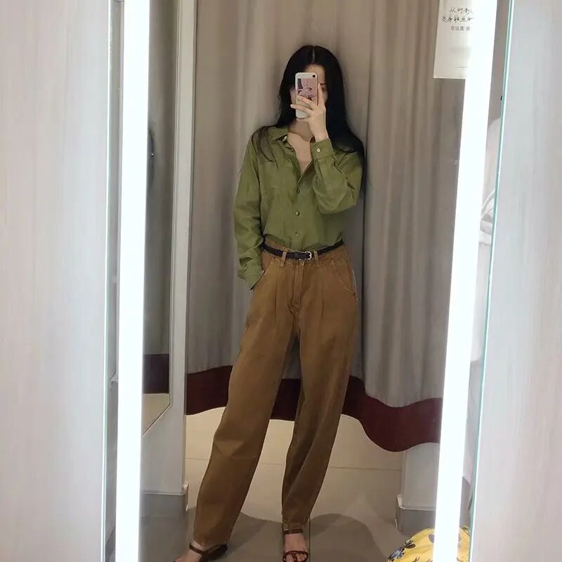 Maxdutti džinsai moteris engand vintažiniai solidūs saldainiai Ropės džinsinės kelnės haremas mama aukštu juosmeniu džinsai laisvi boyfriend džinsai moterims