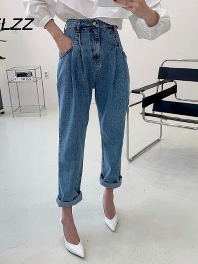 Naujos moteriškos vintažinės haremo džinsinės kelnės pavasario vasara laisvos aukšto juosmens mėlynos gatvės drabužiai džinsai kelnės apatinės