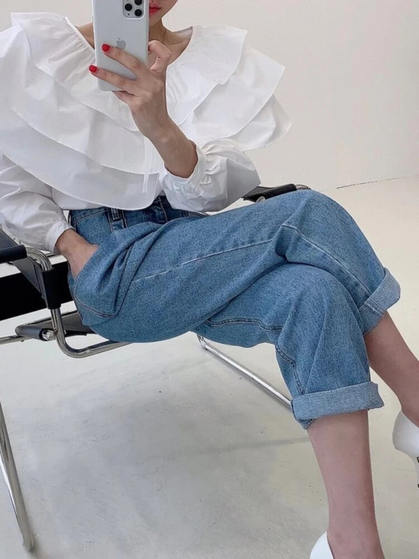 Naujos moteriškos vintažinės haremo džinsinės kelnės pavasario vasara laisvos aukšto juosmens mėlynos gatvės drabužiai džinsai kelnės apatinės