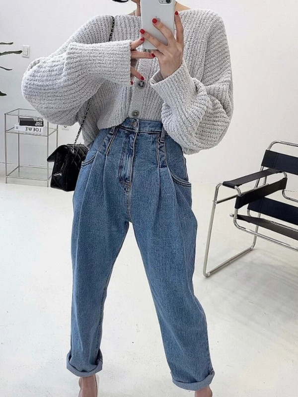 Naujos moteriškos vintažinės haremo džinsinės kelnės pavasario vasara laisvos aukšto juosmens mėlynos gatvės drabužiai džinsai kelnės apatinės