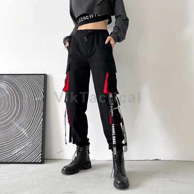 Naiste kaubapüksid 2023 Haaremipüksid Mood Punk Taskud Ketiga jooksupüksid Harajuku Elastsed Kõrge vöökohaga tänavarõivad