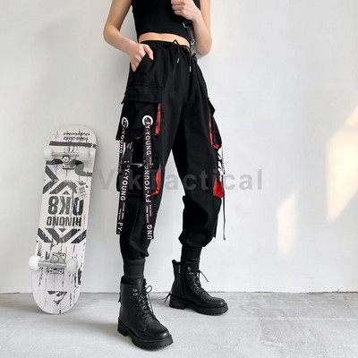 Naiste kaubapüksid 2023 Haaremipüksid Mood Punk Taskud Ketiga jooksupüksid Harajuku Elastsed Kõrge vöökohaga tänavarõivad
