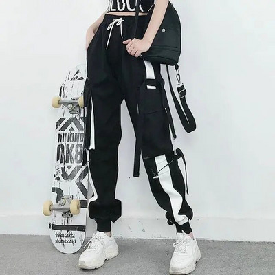 Naiste kaubapüksid 2023 Haaremipüksid Mood Punk Taskud Ketiga jooksupüksid Harajuku Elastsed Kõrge vöökohaga tänavarõivad