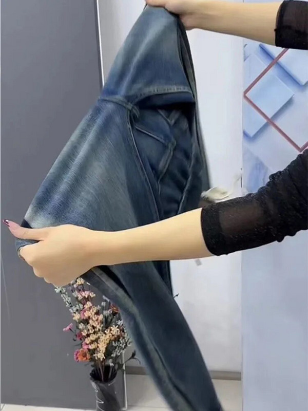 2023 NOVO Proljeće Jesen Ravne traperice visokog struka velike veličine Labave rastezljive Haren traper hlače Ženske traper hlače do gležnja