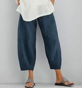 Maišytos kelnės Moteriškos korėjietiškos mados elastinės juosmens medvilnės laisvos laisvalaikio kulkšnies kelnės Gatvės drabužiai aukštu juosmeniu vasarinės moteriškos kelnės