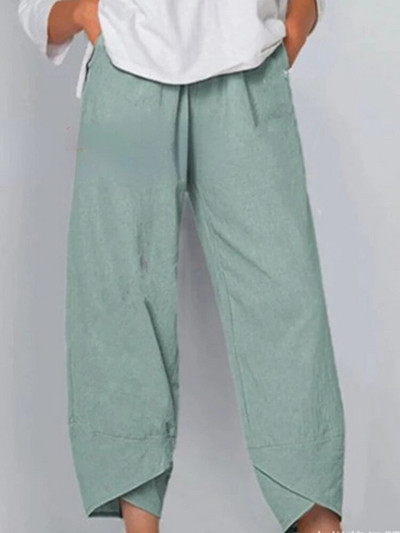 Maišytos kelnės Moteriškos korėjietiškos mados elastinės juosmens medvilnės laisvos laisvalaikio kulkšnies kelnės Gatvės drabužiai aukštu juosmeniu vasarinės moteriškos kelnės