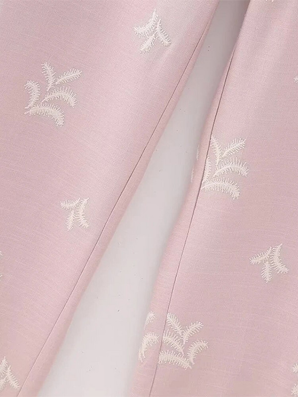 2023 m. vasaros siuvinėjimo medvilninės lininės kelnės moterims Y2K rožinės laisvalaikio laisvos plačios ilgos kelnės moteriškos, kvėpuojančios tiesios kelnės