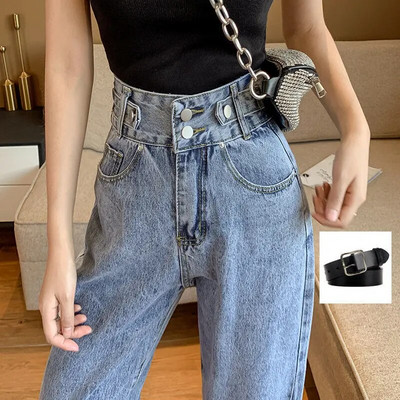 Denim teksad 2023 Kõrge vöökohaga Vintage Trend Naiste suvehaaremi kärbitud püksid Mood Naiste suvepüksid Naised Korea Uus