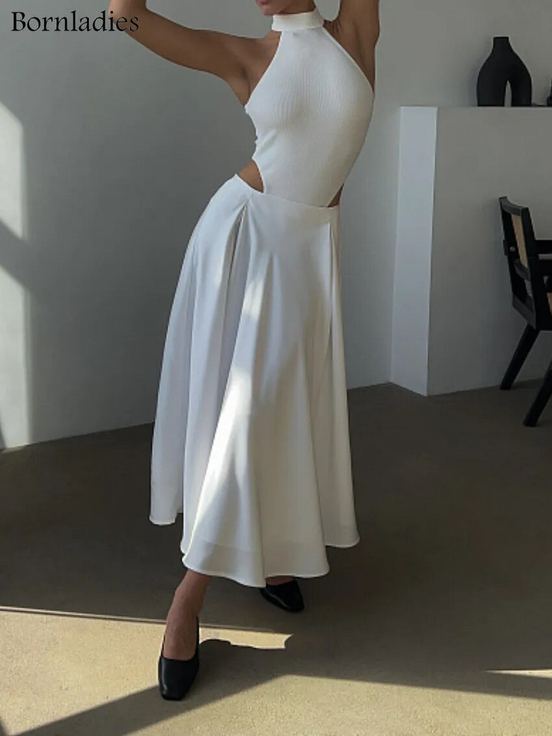 Bornladies elegantne satiinist lahtine naiste seelik 2023 kõrge vöökohaga maksiseelikud Tänavarõivad Klassikaline pikk seelik Moodne naiste must seelik