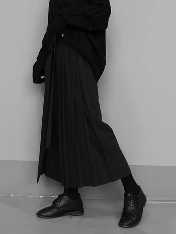 [EAM] Ψηλή ελαστική μέση Μαύρο πλισέ φαρδύ παντελόνι Νέο φαρδύ παντελόνι γυναικείο μόδα Tide Άνοιξη φθινόπωρο 2023 1N666