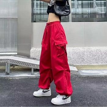 Дамски панталони Y2K Cargo Casual Harajuku Low Waist Drawstring Sweatpant Solid Drawstring Parachute Pantants Oversize Pants Jogger