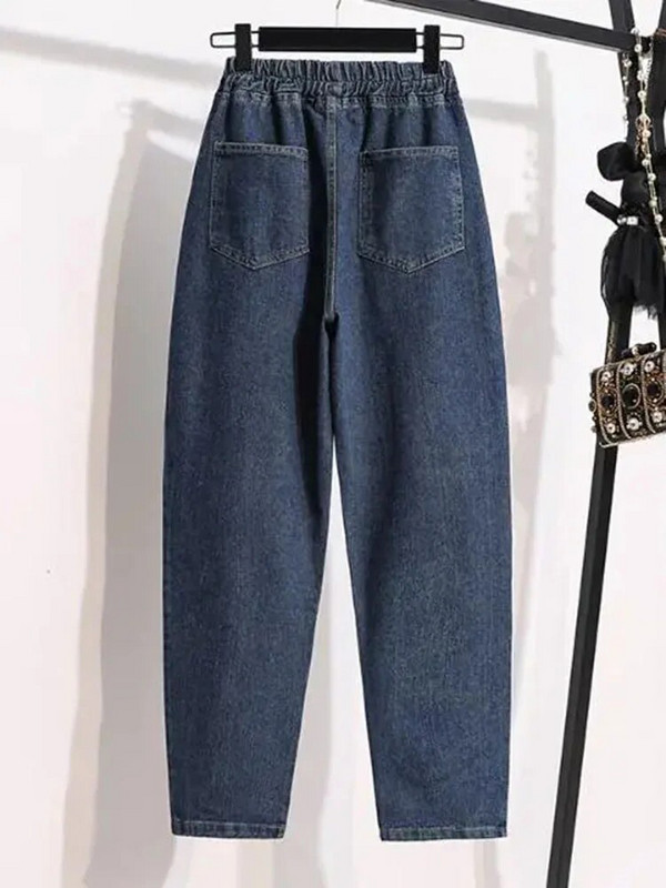 Proljeće Jesen Oversize Harem traperice od 80 kg visokog struka Jednobojne traper hlače Basics Ženske Vaqueros široke modne nove hlače