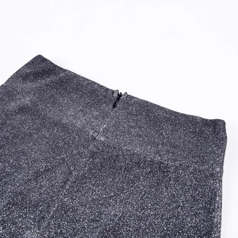 Blizgančios kelnės aukštu liemeniu, rudens, žiemos apranga, moteriška 2022 m. sidabrinė blizgučiai puoštos kelnės vakarėliui naktiniai klubiniai drabužiai