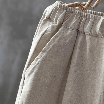 Casual παντελόνι Γυναικείο Καλοκαιρινό βαμβακερό κουμπί Ελαστική μέση μέχρι τον αστράγαλο Basic Cool M-4XL All-match Απλό κομψό παντελόνι Harem Γυναικείο