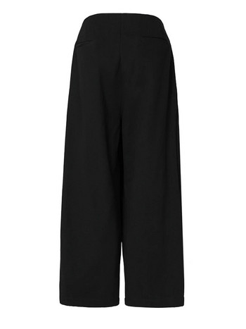 [EAM] Ψηλόμεσο μαύρο πλισέ ακανόνιστο μακρύ φαρδύ παντελόνι Νέο φαρδύ παντελόνι Γυναικεία μόδα Άνοιξη Φθινόπωρο 2023 1DB40001