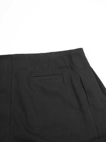 [EAM] Черни плисирани черни панталони с дълги широки крачоли с висока талия Нови широки панталони Дамска мода Пролет Есен 2023 г. 1DB40001