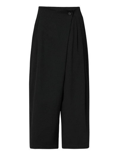 [EAM] Crne plisirane nepravilne duge hlače širokih nogavica visokog struka Nove hlače širokog kroja Ženska moda proljeće jesen 2023. 1DB40001