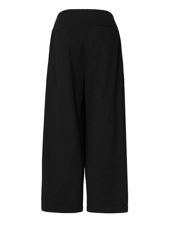 [EAM] Crne plisirane nepravilne duge hlače širokih nogavica visokog struka Nove hlače širokog kroja Ženska moda proljeće jesen 2023. 1DB40001