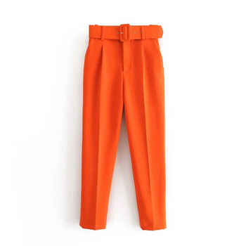 Горещи разпродажби Дамски бонбонени панталони лилаво оранжево бежов цвят шик бизнес панталони женски фалшиви панталони с цип mujer панталони P616
