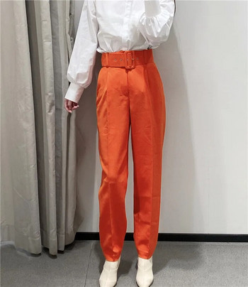Горещи разпродажби Дамски бонбонени панталони лилаво оранжево бежов цвят шик бизнес панталони женски фалшиви панталони с цип mujer панталони P616