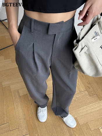 BGTEEVER Casual χαλαρές τσέπες ίσιο γυναικείο παντελόνι Casual ψηλόμεσο γυναικείο μακρύ παντελόνι 2022