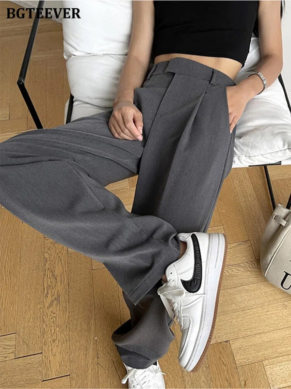 BGTEEVER laisvalaikio laisvos kišenės tiesios moteriškos kelnės Laisvalaikio aukšto juosmens moteriškos ilgos kelnės 2022 m.