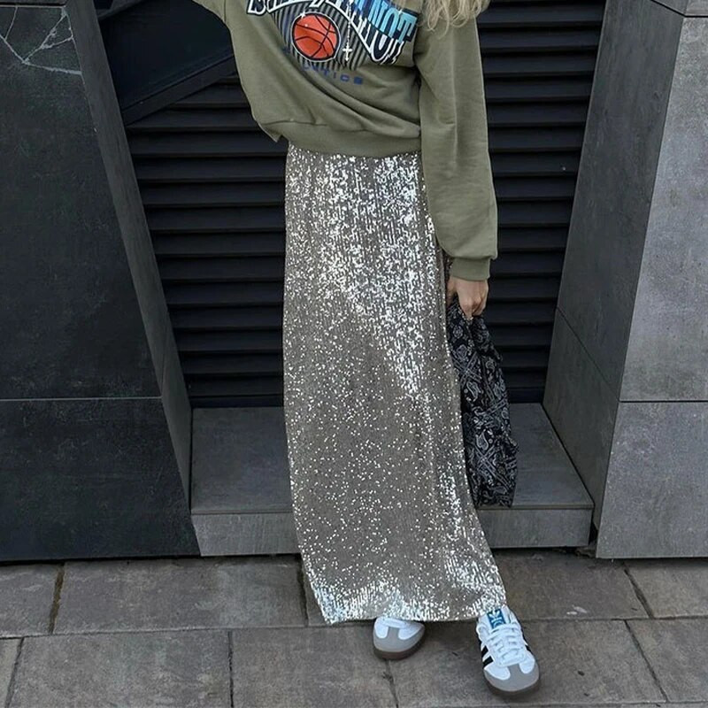 Naiste elegantsed siidist litrid 2023 Langetatud vöökohaga pikad seelikud Tänavarõivad Klassikaline seelik Naiste seelik Moodne naiste rõivad