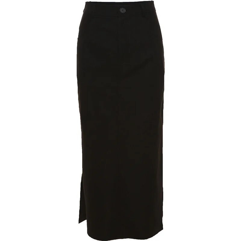 Gooti tume grunge vabaaja silt, lõhestatud naiste midiseelikud Mall gooti punk kõrgelt tõstetud õhuke pikk seelik Y2k seksikas mood tänavariided