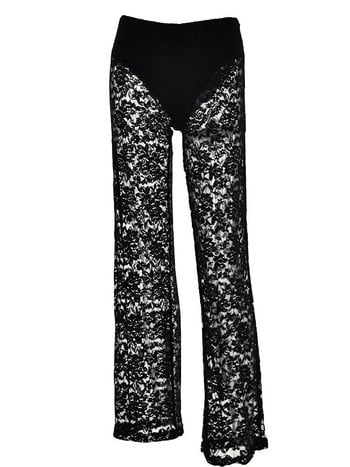 Fantoye Секси прозрачни дантелени дамски панталони Бели комплекти от две части с висока талия Дамски летни ежедневни извън уличното облекло 2023 г.