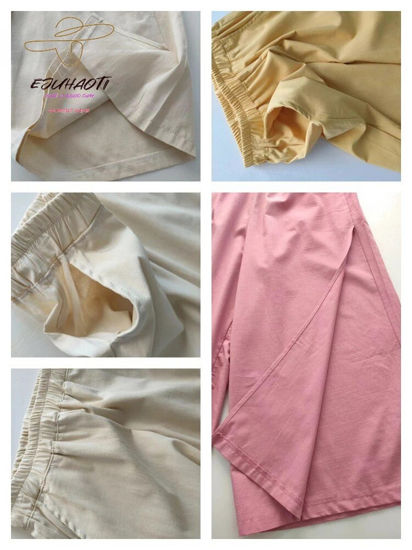 Moteriškos vasaros korėjietiškos mados plačios devintosios kelnės Naujos paprastos laisvos kelnės iki kulkšnių moteriškos vienspalvės tiesios sportinės kelnės