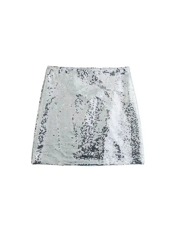 Nlzgmsj Pavasario vasara Seksualūs moteriški mini sijonai su blizgučiais Moteriški sijonai su aukštu juosmeniu Moteriškas A formos sijonas vakarėliui