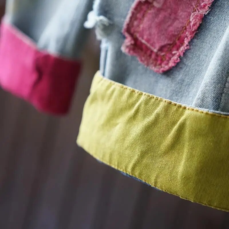 Vasaras plānas vintage izšūšanas elastīgas jostasvietas caurums Hit Color Brīvi džinsi Sieviešu džinsa bikses līdz potītēm Jean Femme