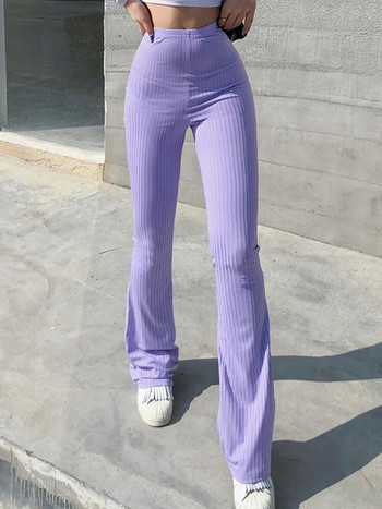 Твърди горещи Y2k женски панталони E Girl Aesthetic Fashion Streetwear Дамски дрехи Слим Капри с висока талия Секси чорапогащник с издути камбанки