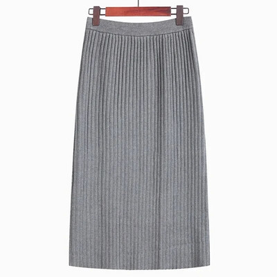 „Empire“ ilgi, stori sijonai, moteriški, šilti, jaukūs, elegantiški, stilingi, laisvalaikio stiliaus, „Harajuku“ korėjietiški minkšti, elastingi, A linijos megzti sijonai