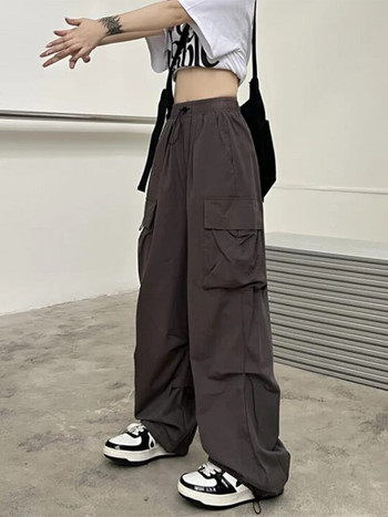 Y2K Streetwear Vintage Chic Cargo Παντελόνι για Γυναικεία Ψηλή Ελαστική Μέση Φαρδύ πόδι ίσιο παντελόνι για Punk Female Joggers Παντελόνι