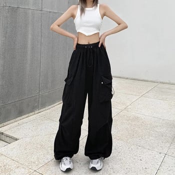 Карго панталони за жени Streetwear Ежедневни широки панталони Harajuku Vintage широки прави панталони Дамски спортни панталони Y2k Дрехи