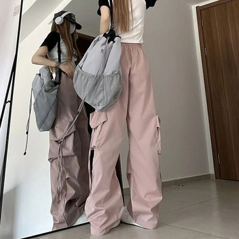 Lucyever Y2K Cargo Παντελόνι για Γυναικεία Harajuku Streetwear Φαρδύ παντελόνι αλεξίπτωτο με φαρδύ πόδι Γυναικείο κορεατικό έντονο στυλ για τζόκινγκ