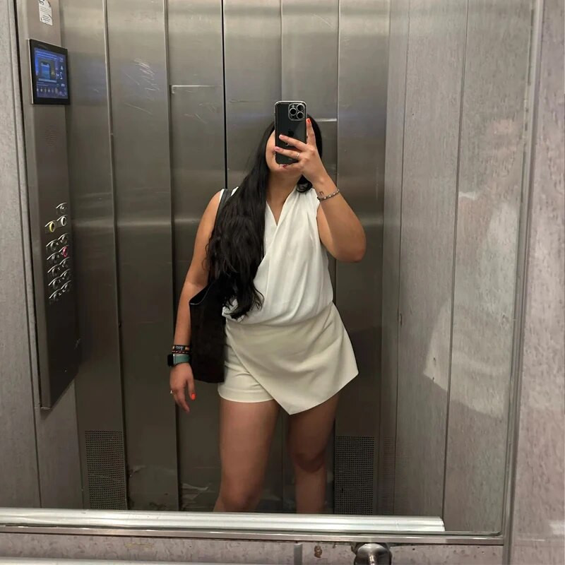 TRAF Fashion naiste kõrge vöökohaga lühikesed püksid seelikud, soliidsed asümmeetrilised küljetõmblukuga seelikud lühikesed püksid 2023 suvine mustvalged minipüksid