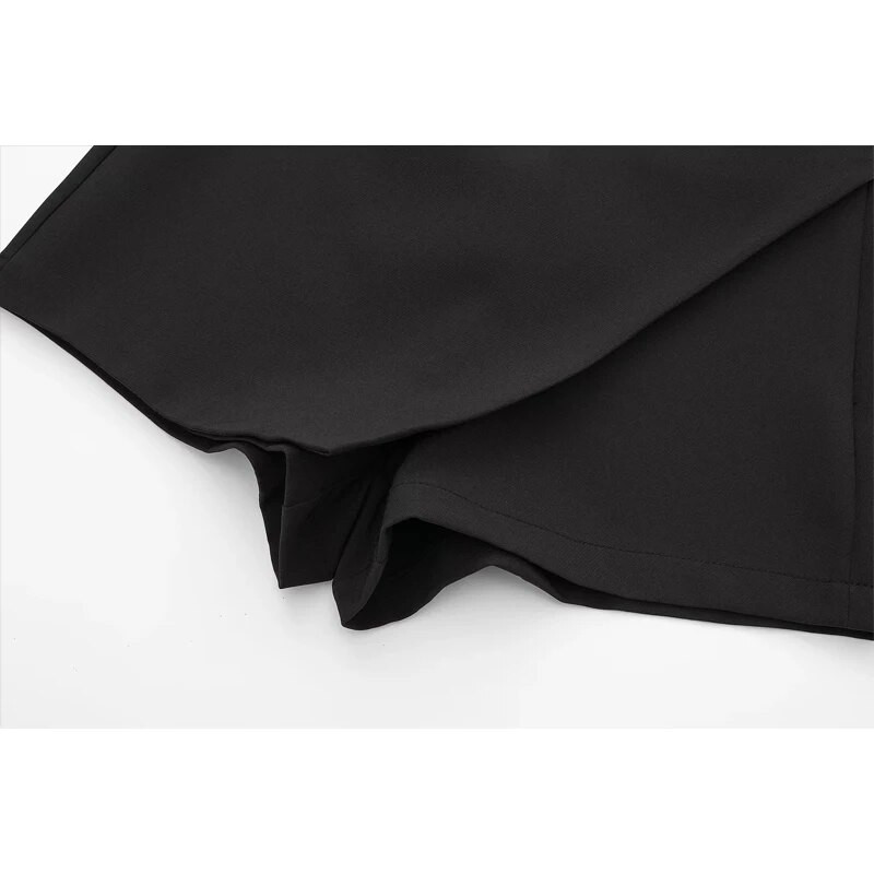 TRAF Fashion naiste kõrge vöökohaga lühikesed püksid seelikud, soliidsed asümmeetrilised küljetõmblukuga seelikud lühikesed püksid 2023 suvine mustvalged minipüksid