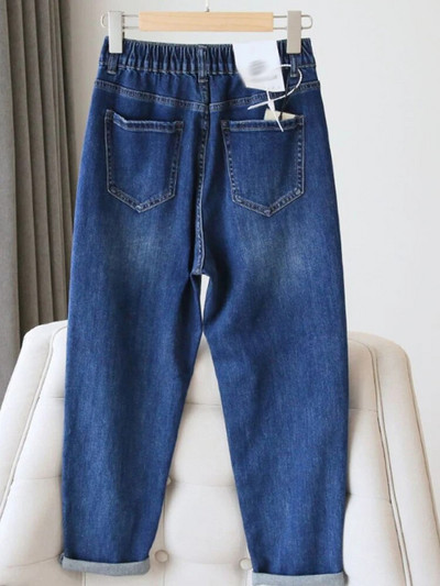 Didelio dydžio 5xl elastingi džinsai aukštu juosmeniu Pavasario rudens laisvalaikio moteriškos džinsinės kelnės "Harem" Vintažinės Baggy Stect New Vaqueros