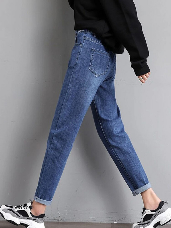 Didelio dydžio 5xl elastingi džinsai aukštu juosmeniu Pavasario rudens laisvalaikio moteriškos džinsinės kelnės "Harem" Vintažinės Baggy Stect New Vaqueros