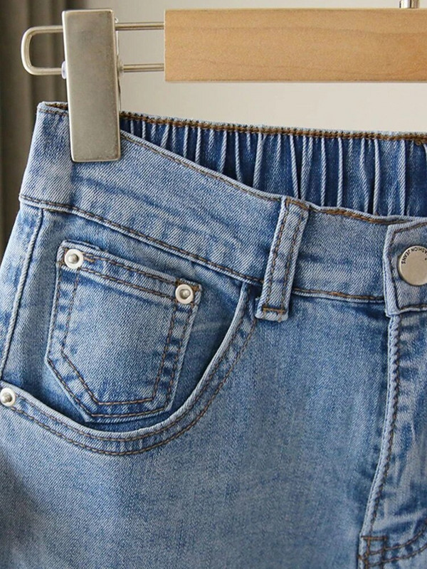 Didelio dydžio 5xl elastingi džinsai aukštu juosmeniu Pavasario rudens laisvalaikio moteriškos džinsinės kelnės "Harem" Vintažinės Baggy Stect New Vaqueros