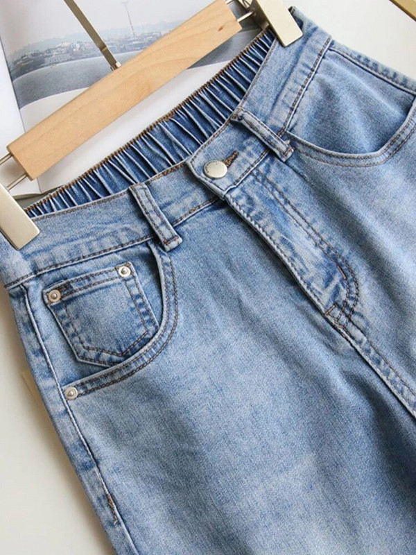 Didelio dydžio 5xl elastingi džinsai aukštu juosmeniu Pavasario rudens laisvalaikio moteriškos džinsinės kelnės "Harem" Vintažinės Baggy Stect New Vaqueros